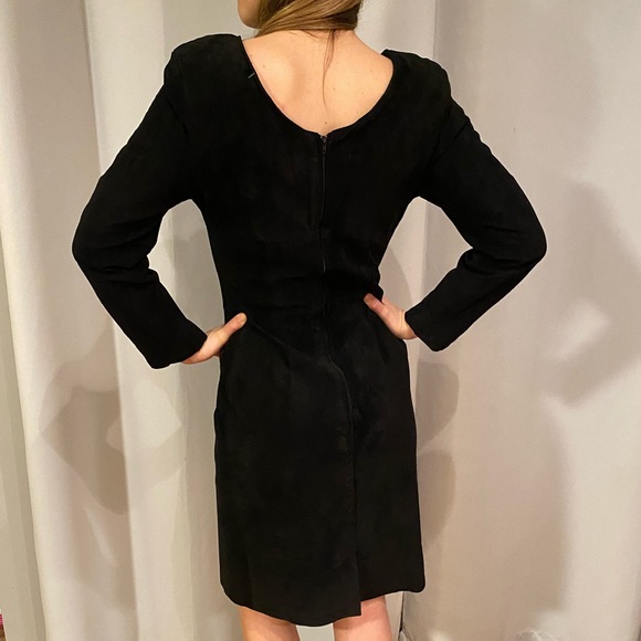 VINTAGE Bagatelle Genuine Leather Black Dress Vintage Size 6 / Modern XS - Picture 4 of 15